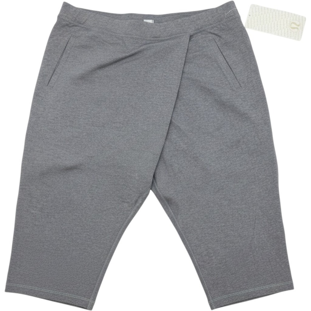 NWT Lululemon Retreat Yogi Crop Pants 10 Heathered Slate Gray Cross Front Wrap